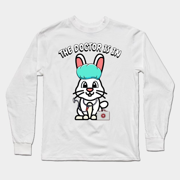 Cute white rabbit is a doctor Long Sleeve T-Shirt by Pet Station